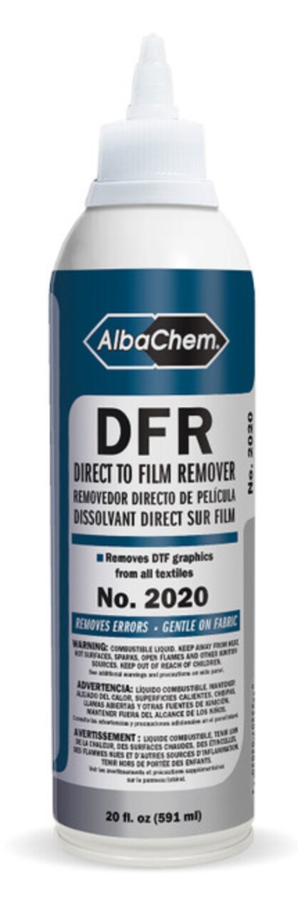 AlbaChem DFR Direct to Film Remover, DTF Graphics Remover for Textiles, Removes Errors, Gentle on Fabric, 20 fl oz (Pack of 2)